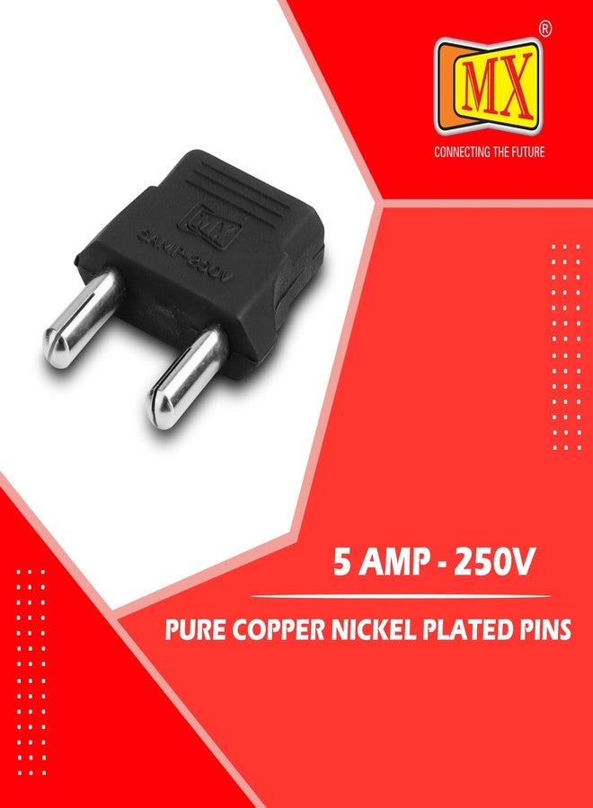 MX World Conversion Europe to India Plug Adapter Type D | Moulded Round 2 Pin to Round 4mm Indian Plug Converter | Universal Travel Power Adapter for Imported Electronics | Pack of 5 - Image 4